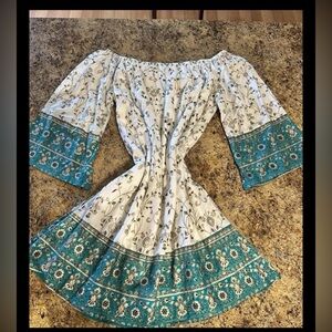 Lapogee Women’s Flare Dress On Off Shoulder Bell Sleeves Size Medium Lined